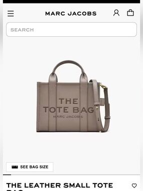 MARC JACOBS THE LEATHER SMALL TOTE BAG in Cement
